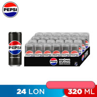 THÙNG 24 LON NƯỚC NGỌT KHÔNG CALO ZERO CALORIES PEPSI 320ML