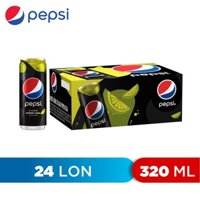 THÙNG 24 LON NƯỚC NGỌT KHÔNG CALO VỊ CHANH LEMON ZERO CALORIES PEPSI 320ML