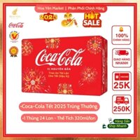 Thùng 24 Lon Nước Ngọt Coca-Cola - 320ml/1Lon - Hoa Yên Market - Lon Tết Đẹp Mắt, Nước Đậm Vị - Làm Quà Biếu