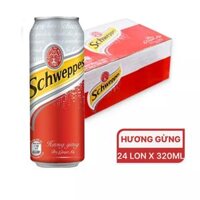Thùng 24 lon nước soda Schweppes Dry Ginger Ale hương gừng 320ml