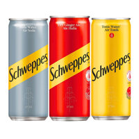 Thùng 24 lon nước soda Schweppes không đường/Dry Ginger Ale/Tonic Water lon 320ml
