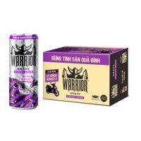 Thùng 24 Lon Nước Tăng Lực Warrior vị nho phiên bản chương trình khuyến mãi 2021 (24 lon x325ml)