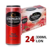 Thùng 24 lon nước táo lên men Strongbow 4.5% hương dâu 320ml