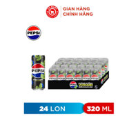 Thùng 24 Lon Nước Uống Có Gaz Pepsi Vị Chanh Không Calo (320ml/lon)