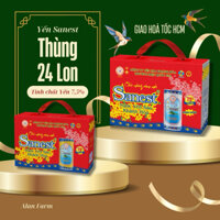 Thùng 24 Lon Nước Yến Sào Khánh Hoà Sanest 190ml Hàm Lượng Yến 7.5% Phù Hợp Biếu Tặng