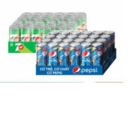 Thùng 24 lon pepsi/ 7up/ mirinda soda kem/ pepsi chanh không calo// pepsi không calo 320ml/ 245ml