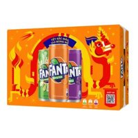 Thùng 24 Lon x 320 ml Nước Ngọt Fanta Mix Cam-Soda Kem-Nho 320ml