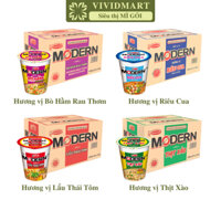 [THÙNG 24 LY] - ACECOOK - Mì ly Modern 4 vị: Lẩu Thái Tôm, Thịt Xào, Bò Hầm Rau Thơm, Riêu Cua (65g/ly)