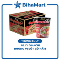 [THÙNG 24 LY] -  MASAN - Mì ly Omachi (KHÔNG THỊT) vị Xốt Bò Hầm/ Sốt Bò Hầm (70g/ly)  - Mì ly dinh dưỡng khoai tây Omac
