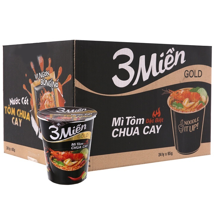 Thùng 24 ly mì 3 miền gold tôm chua cay đặc biệt 65g