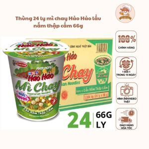 Thùng 24 ly mì chay Handy Hảo Hảo lẩu nấm thập cẩm 66g