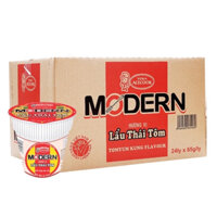 Thùng 24 ly mì cốc Modern lẩu Thái tôm date mới nhất