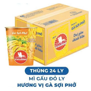 Thùng 24 Ly Mì Gấu Đỏ Vip Gà Sợi Phở