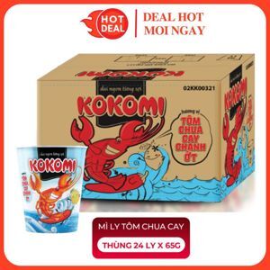 Thùng 24 ly mì Kokomi Đại tôm chua cay 65g