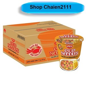 Thùng 24 ly mì Nissin vị cua sốt cay Singapore 71g