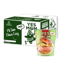 thùng 24 ly mì tôm chua cay yesmom có cây xúc xích bên trong