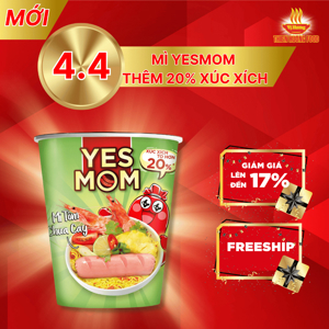 Thùng 24 ly mì Yes Mom tôm chua cay 76g
