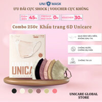 [Thùng 250 chiếc] Khẩu trang 6D UNICARE, Khẩu Trang 3 Lớp Cao Cấp Kháng Khuẩn, Kháng Bụi, Siêu Mịn, Không Thấm Nước