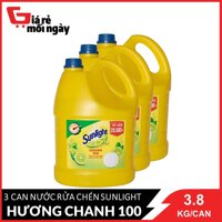 Thùng 3 Can Nước Rửa Chén Sunlight Chanh 3.8kg