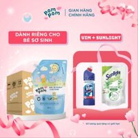[thùng 3 Túi 2.7l] – Dành Cho Bé Sơ Sinh – Gel Giặt Xả 2in1- Sạch Sâu Kháng Khuẩn – Khử Mùi Nôn Trớ, ọc Sữa, Tè Khai-lưu Hương Phấn Thơm Dịu Nhẹ