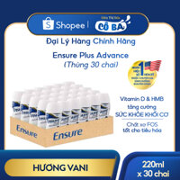 Thùng 30 Chai Sữa Ensure Plus Advance, Hương Vani, Tăng Cường Phục Hồi Sức Khỏe (220ml/chai)