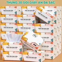 Thùng 30 gói giấy ăn gấu trúc đa sắc - giấy 3 lớp siêu dai mền mịn 300 tờ/ 1 gói