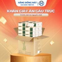 Thùng 30 gói giấy ăn hằng ngày khăn giấy gấu trúc YCOOL bột tre nguyên chất