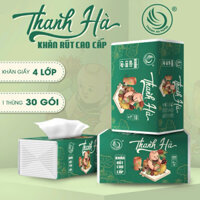 Thùng 30 gói , Giấy Ăn Thanh Hà, Khăn Ăn Cao Cấp , Khăn Giấy Lụa, 4 lớp 300 tờ, An Toàn Lành Tính