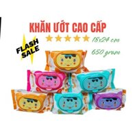 Thùng 30 gói khăn ướt cho bé 650gram không mùi, khổ 18x25cm,vải bi