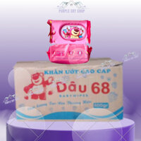Thùng 30 gói Khăn ướt gấu dâu 68 không mùi gói to 100 miếng nặng 600gr