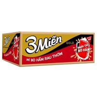 Thùng 30 gói mì 3 Miền Gold bò hầm rau thơm/tôm chua cay 75g