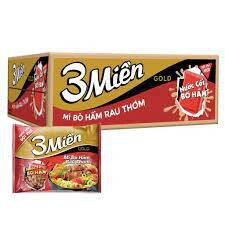 Thùng 30 gói mì 3 Miền Gold bò hầm rau thơm 75g