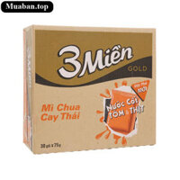 Thùng 30 gói mì 3 Miền Gold chua cay Thái 75g
