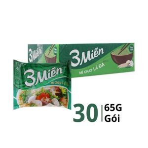 Thùng 30 gói mì chay lá đa 3 Miền 65g