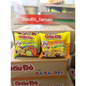 Thùng 30 gói mì Gấu Đỏ tôm và gà sợi phở 63g