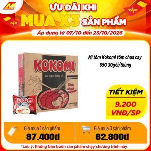 Thùng 30 gói mì Kokomi tôm chua cay 65g