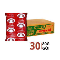 Thùng 30 gói mì tôm sa tế Miliket 80g