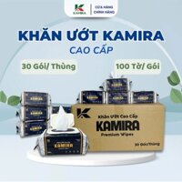 Thùng 30 gói (mỗi gói 100 tờ) khăn giấy ướt cao cấp KMR PREMIUM WIPES vitamin E chống oxy hóa, Không paraben an toàn mọi loại da [BH: NONE]