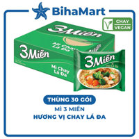 [THÙNG 30 GÓI] - UNIBEN - Mì 3 Miền hương vị Chay Lá Đa (65g/gói) - Mì chay lá đa 3 Miền ăn liền, Mì gói chay lá đa