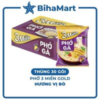 [THÙNG 30 GÓI] - UNIBEN - Phở 3 Miền Gold hương vị Gà, Phở gà 3 Miền Gold, Phở thịt gà 3 Miền Gold phở ăn liền (75g/gói)