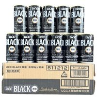 Thùng 30 Lon Cà Phê Đen Không Đường Vị Đậm Đà UCC 185G- Black Sugar Free Coffee Nhật Bản