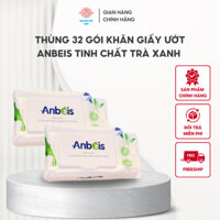 Thùng 32 Gói Khăn Giấy Ướt Anbeis Organic Tinh Chất Trà Xanh An Toàn Cho Da Bé