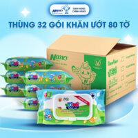 Thùng 32 Gói Khăn Ướt Trẻ Em 80 Tờ Tini Baby Wipes, Giấy Ướt Em Bé Lành Tính Dịu Nhẹ Cho Da Bé | Nano Tissue Official