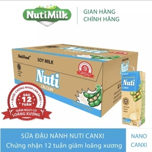 Thùng 36 bịch sữa đậu nành Nuti Canxi 200ml