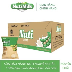 Thùng 36 bịch sữa đậu nành Nuti nguyên chất 200ml