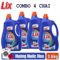 Thùng 4 chai Nước giặt Lix Matic 3.6kg - chuyên dụng máy giặt cửa trước