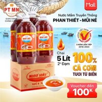 [Thùng 4 chai] Nước Mắm Như Hải Phan Thiết Mũi Né 2 độ đạm, bình 5 lít - Nước mắm nguyên chất cá cơm