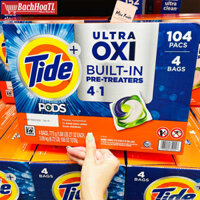 Thùng 4 túi Viên Giặt Tide PODS Ultra Oxi Liquid Detergent 104 viên và Viên Giặt Xả 3in1 Tide Pods Spring Meadow
