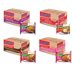 Thùng 40 gói mì xào khô Indomie Goreng Rendang vị bò cay 91g