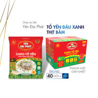 Thùng 40 gói x 50gram Cháo Tổ Yến Đậu Xanh Thịt Bằm - Yến Đại Phát 4 gói gia vị, ăn liền, tiện lợi, thơm ngon.